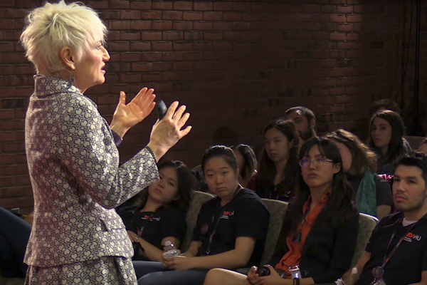 Natalia Trayanova addresses the crowd during her TEDx talk.