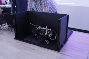 This device looks like a hallow black box with wire inside.