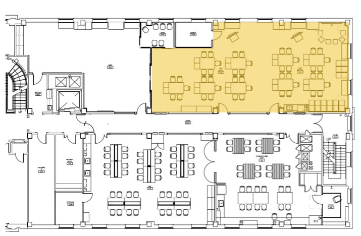 A blueprint of the Design Studio highlights Design Studio West.