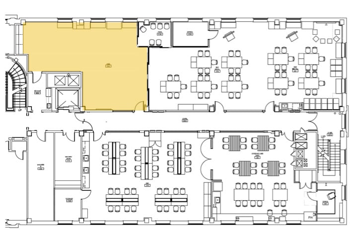 A blueprint of the Design Studio highlights the graduate student studio.