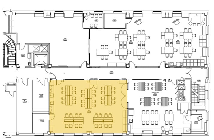 A blueprint of the Design Studio highlights the SBE Lab.