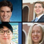 A grid of four student headshots is shown.