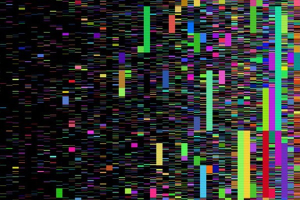An illustration of mutations looks like colorful vertical bars.