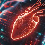 A computer rendering of a human heart appears in front of a heart monitor readout.
