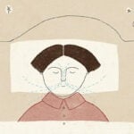 A computer drawing of a cartoon human sleeping