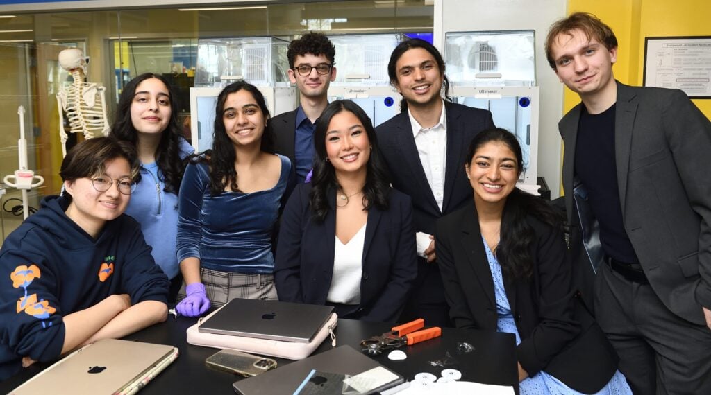 _JHU5974 Team members pose for the camera in the design studio
